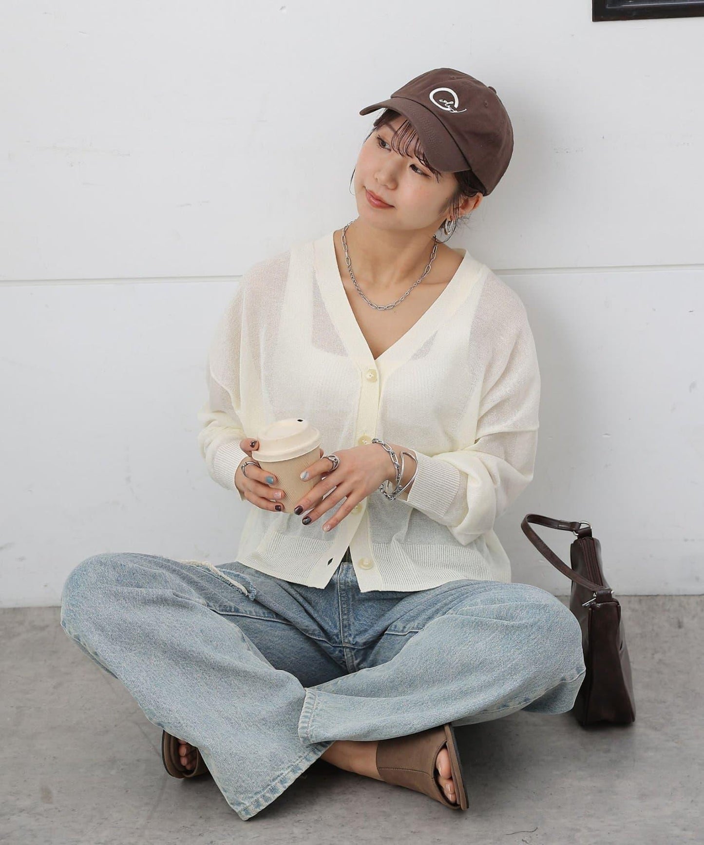 透紗 V領 針織開衫