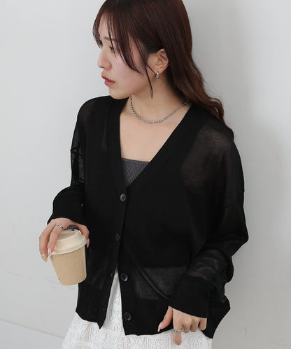 透紗 V領 針織開衫