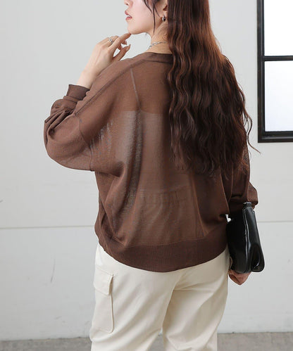 透紗 V領 針織開衫