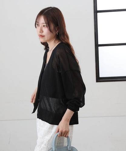 透紗 V領 針織開衫