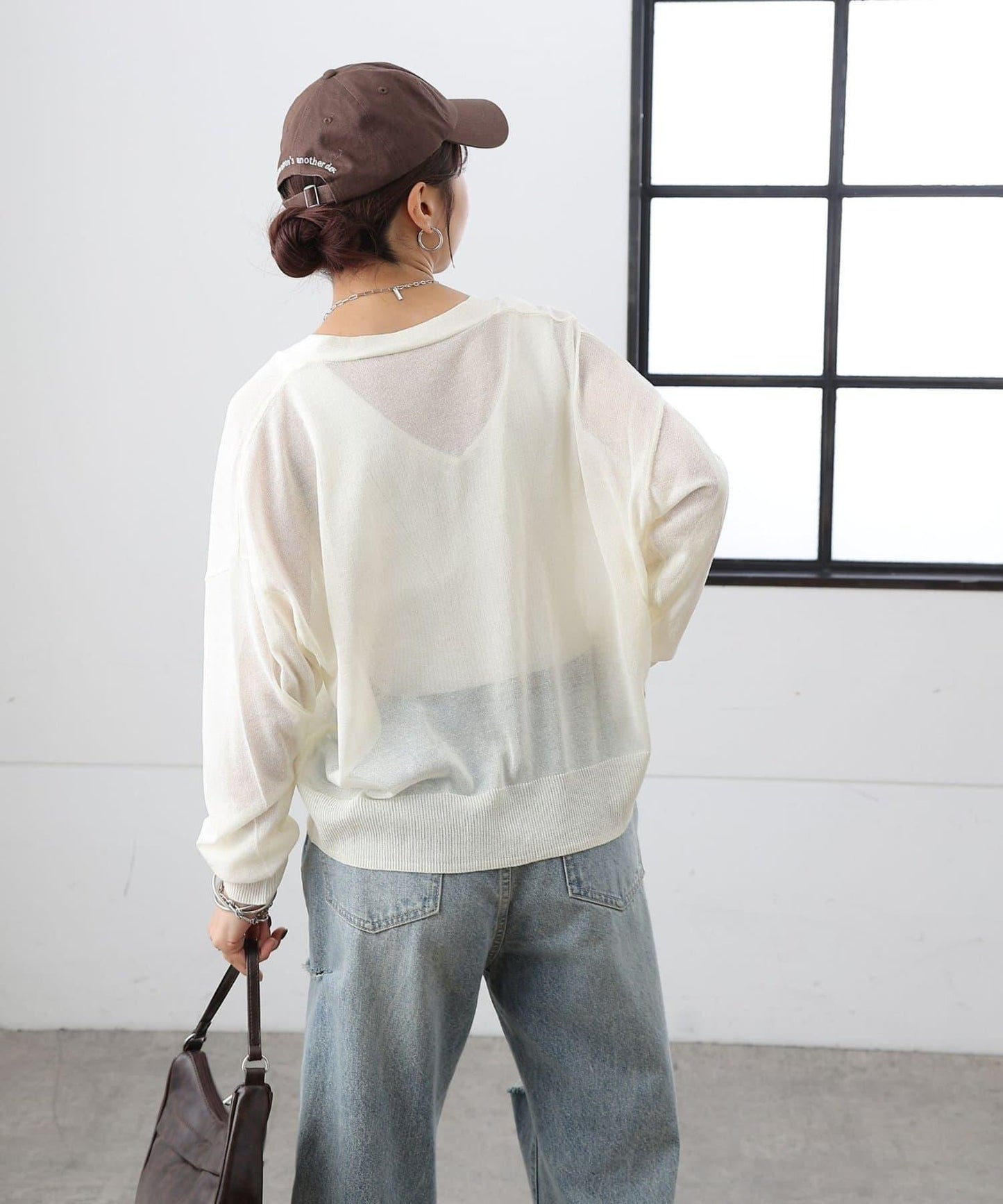 透紗 V領 針織開衫