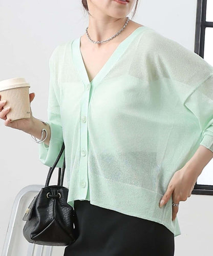 透紗 V領 針織開衫