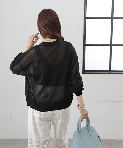 透紗 V領 針織開衫