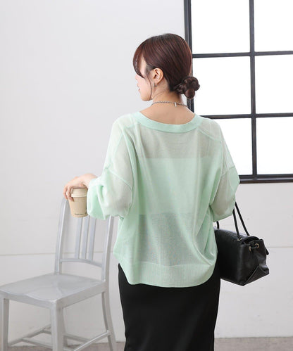 透紗 V領 針織開衫