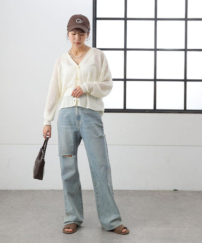 透紗 V領 針織開衫