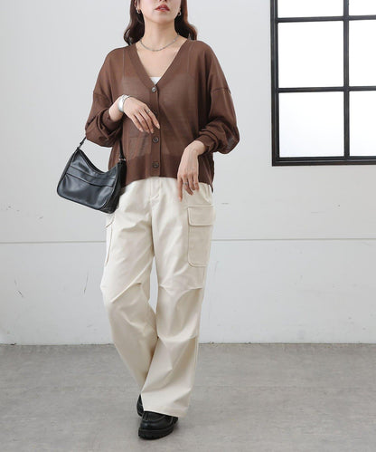 透紗 V領 針織開衫