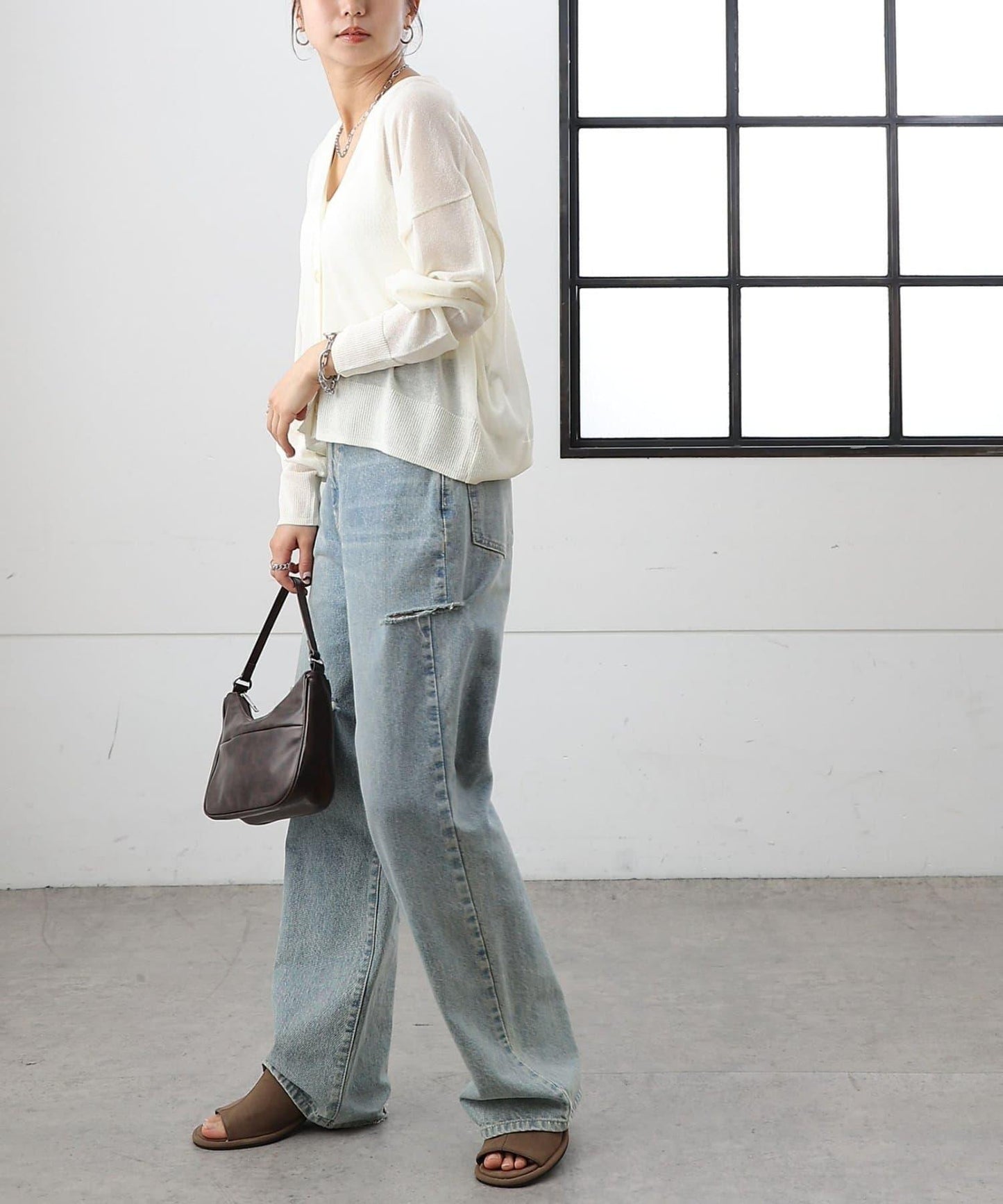 透紗 V領 針織開衫