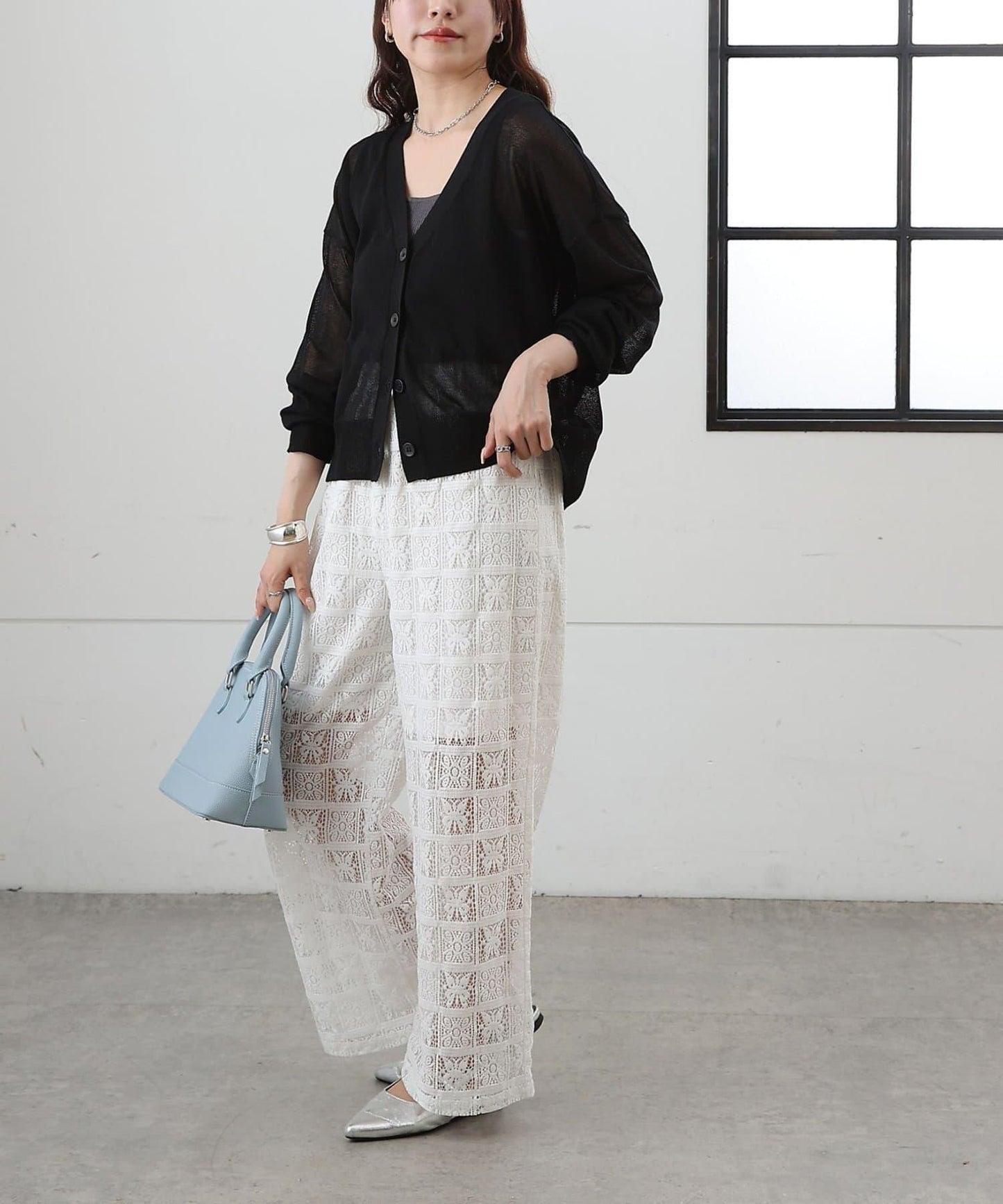 透紗 V領 針織開衫