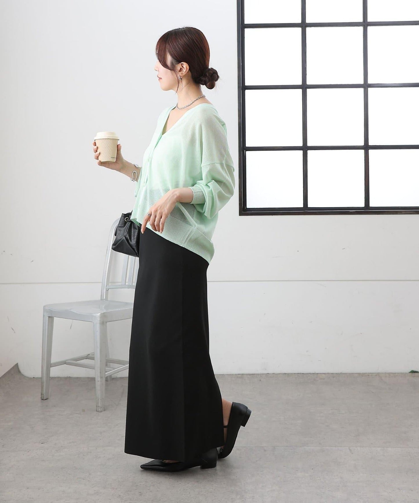 透紗 V領 針織開衫