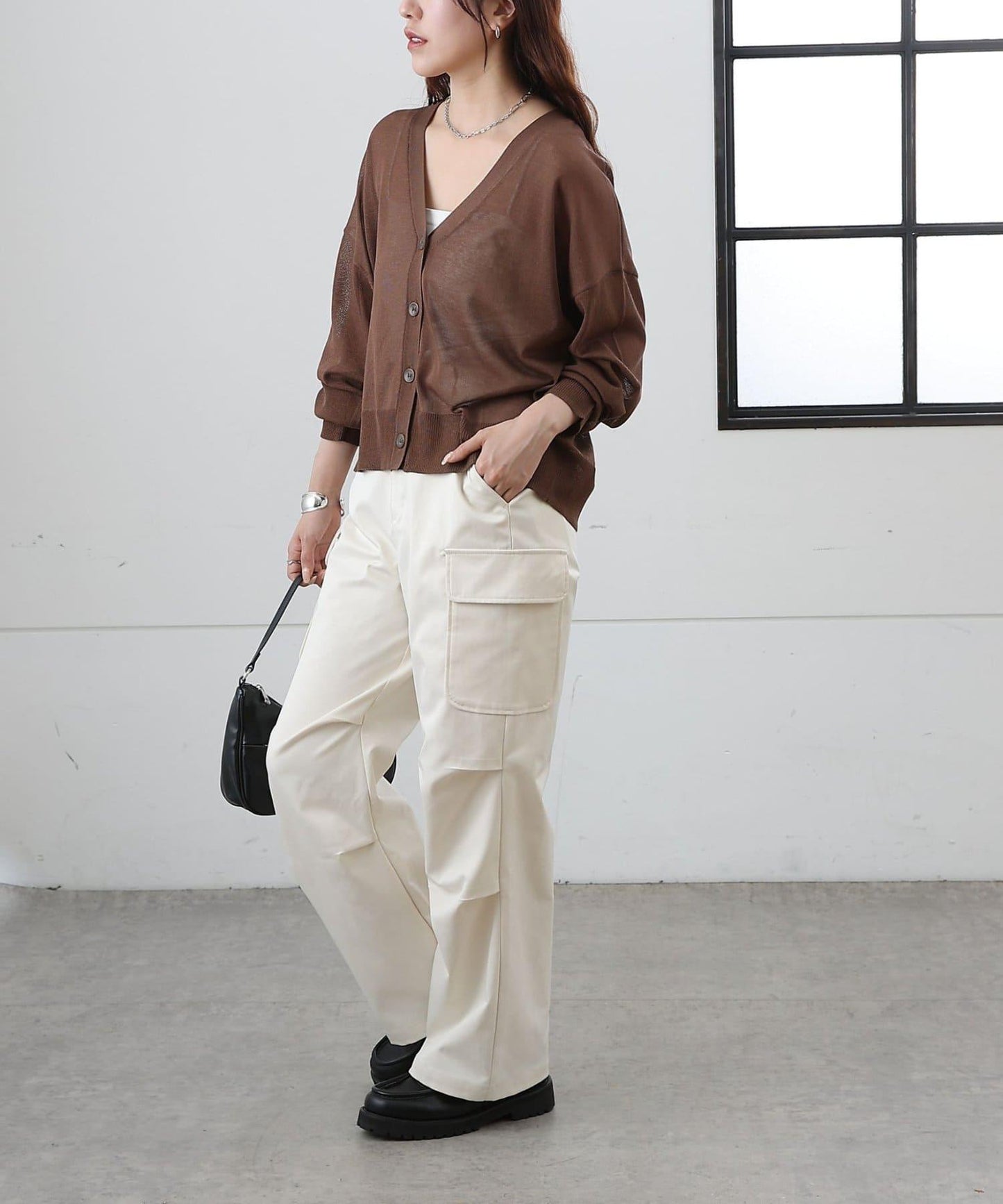 透紗 V領 針織開衫