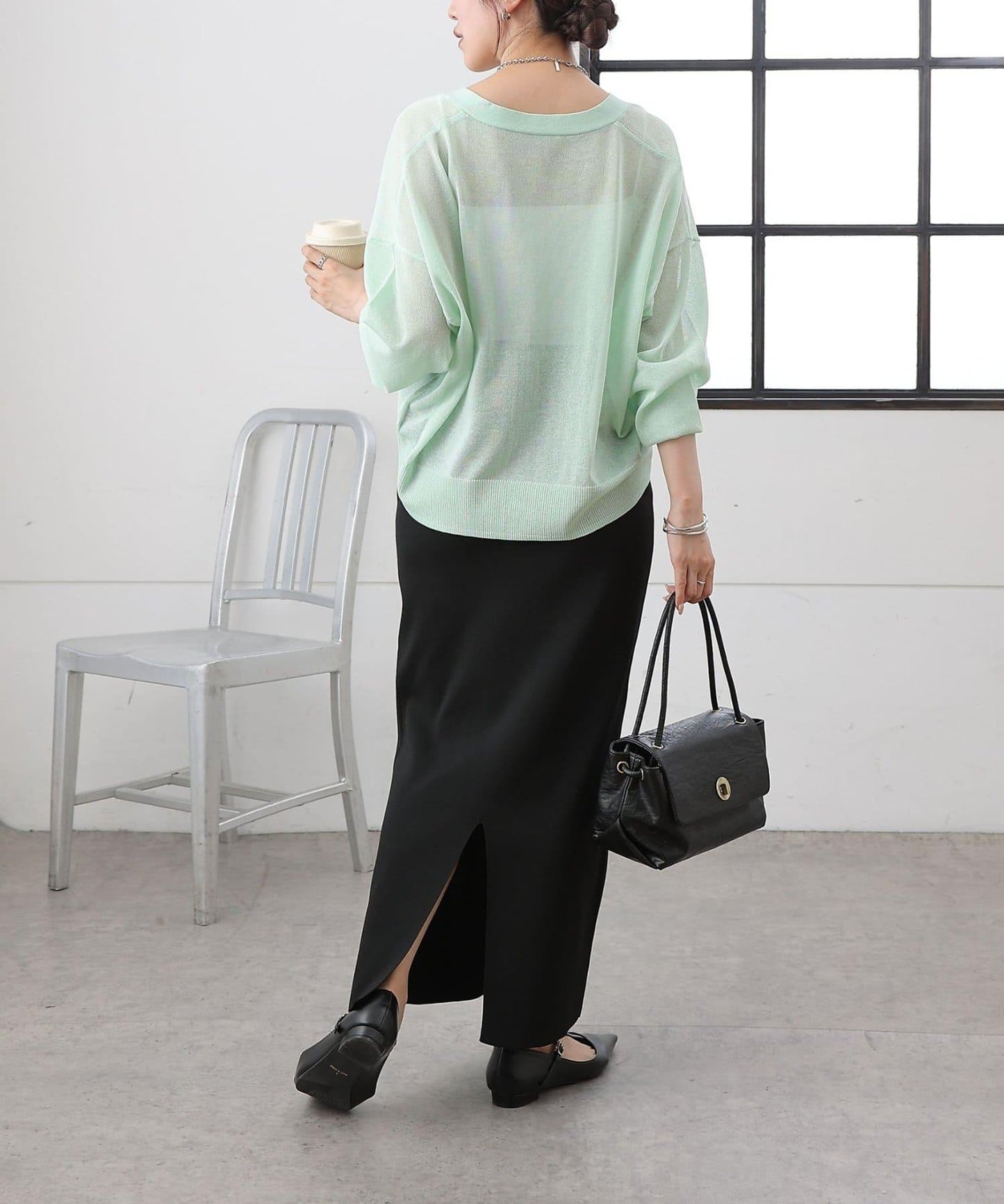 透紗 V領 針織開衫