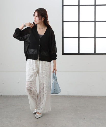 透紗 V領 針織開衫