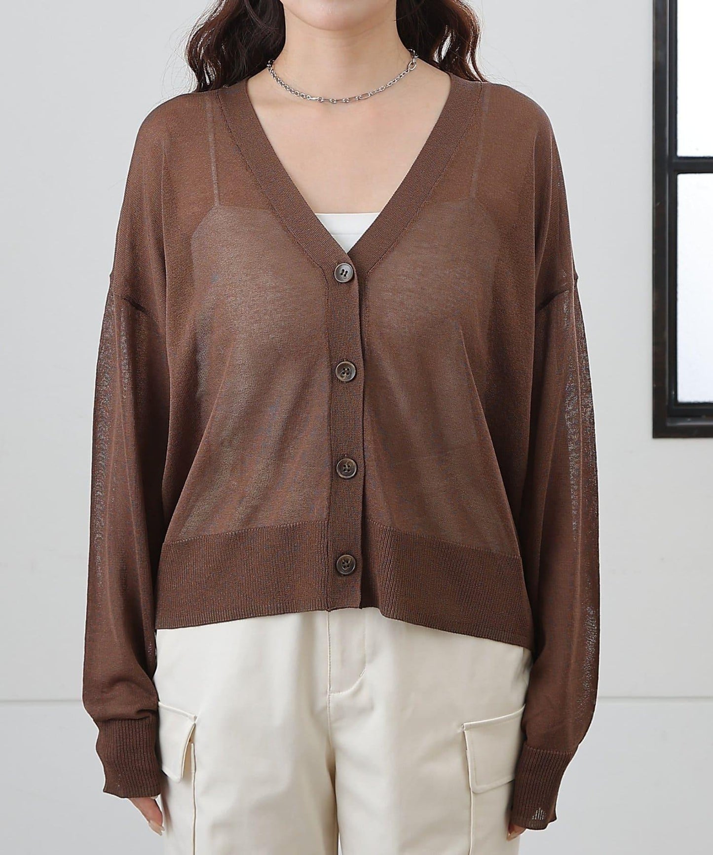 透紗 V領 針織開衫