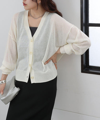 透紗 V領 針織開衫