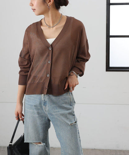 透紗 V領 針織開衫