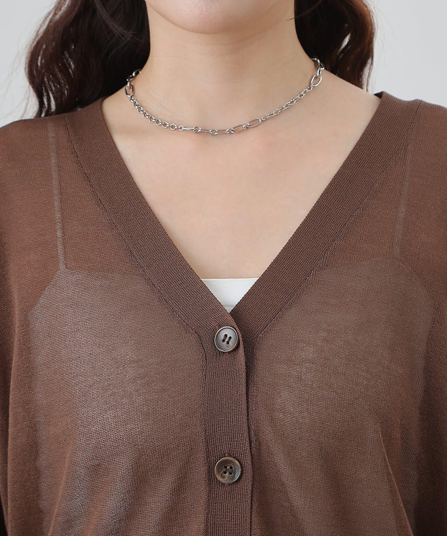 透紗 V領 針織開衫