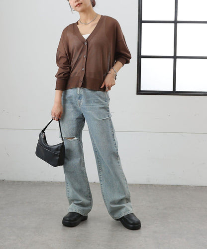 透紗 V領 針織開衫