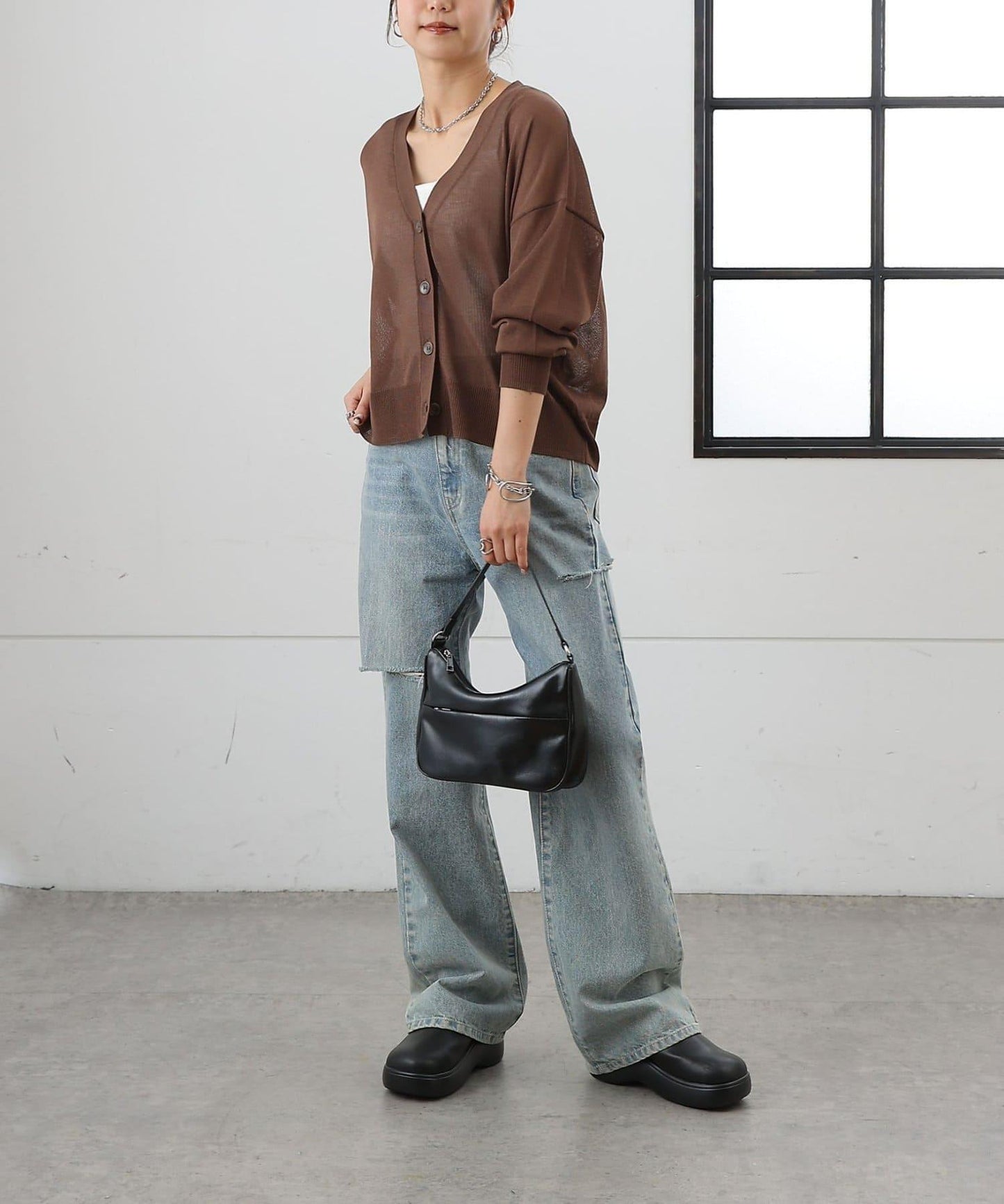 透紗 V領 針織開衫