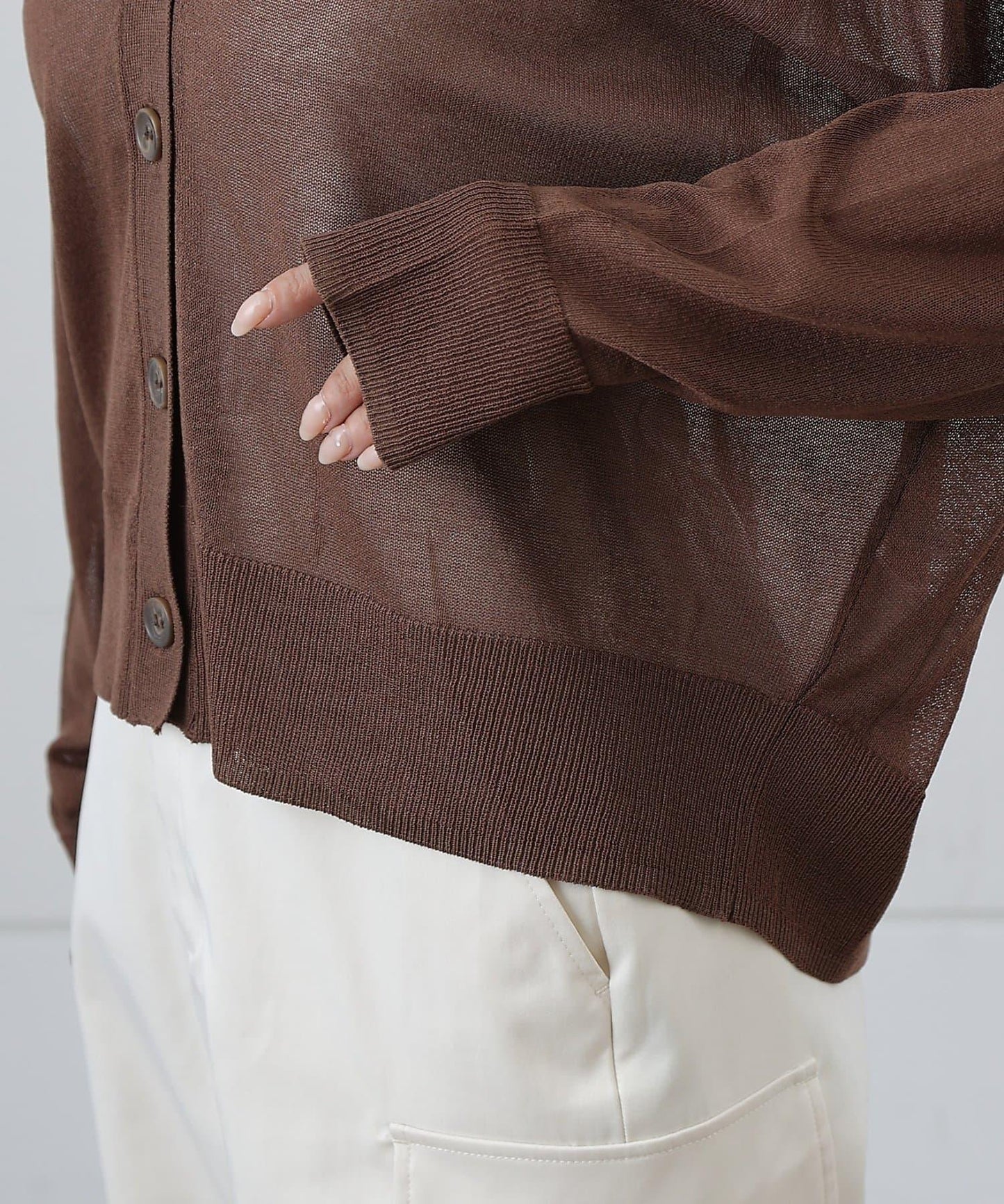 透紗 V領 針織開衫