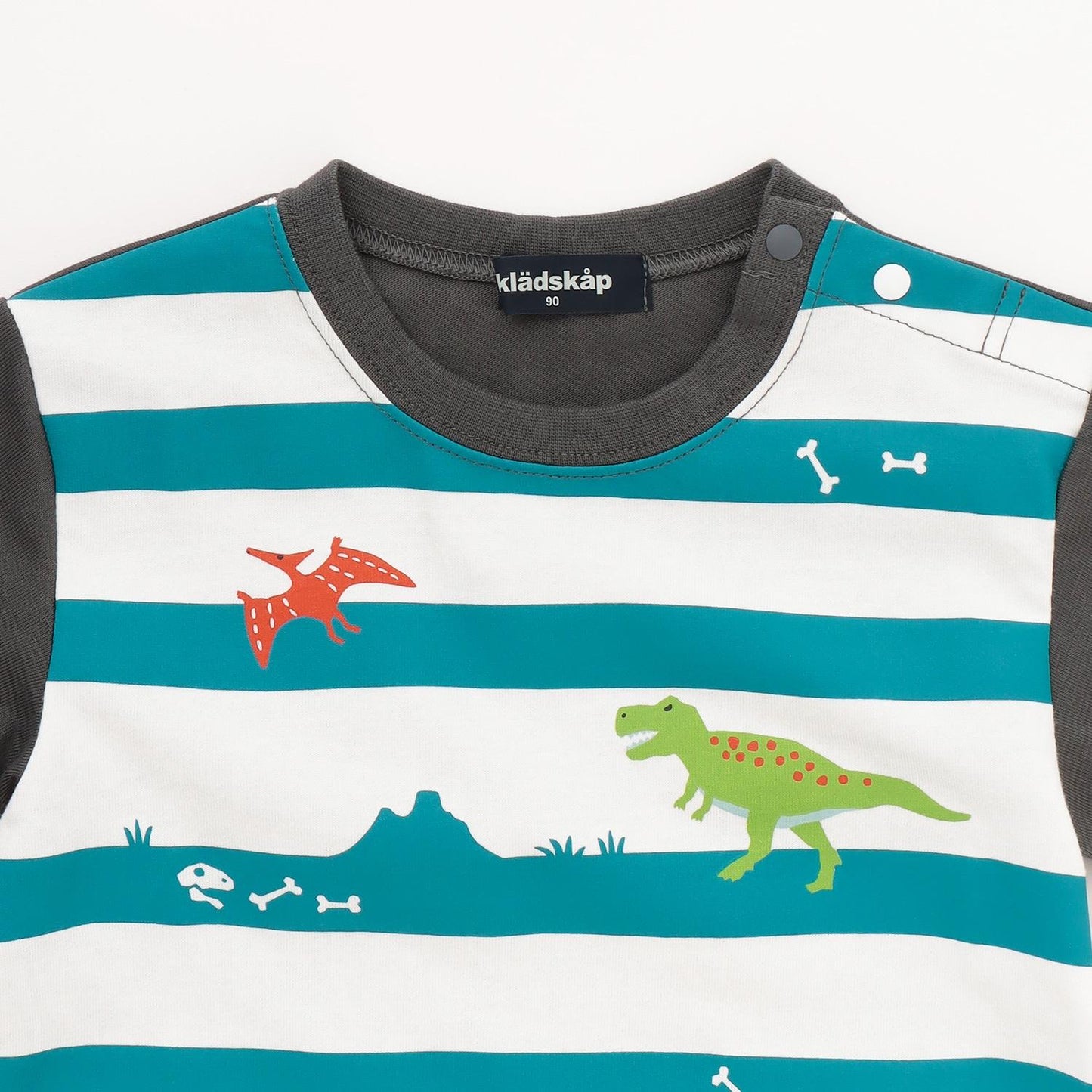 恐龍印花條紋短袖T恤