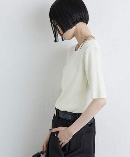 層次感短袖針織套頭衫