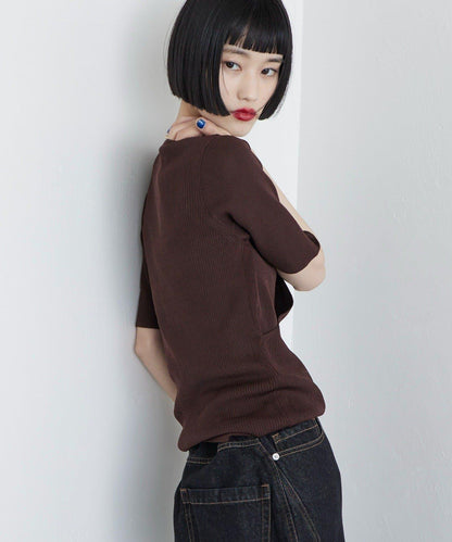 層次感短袖針織套頭衫