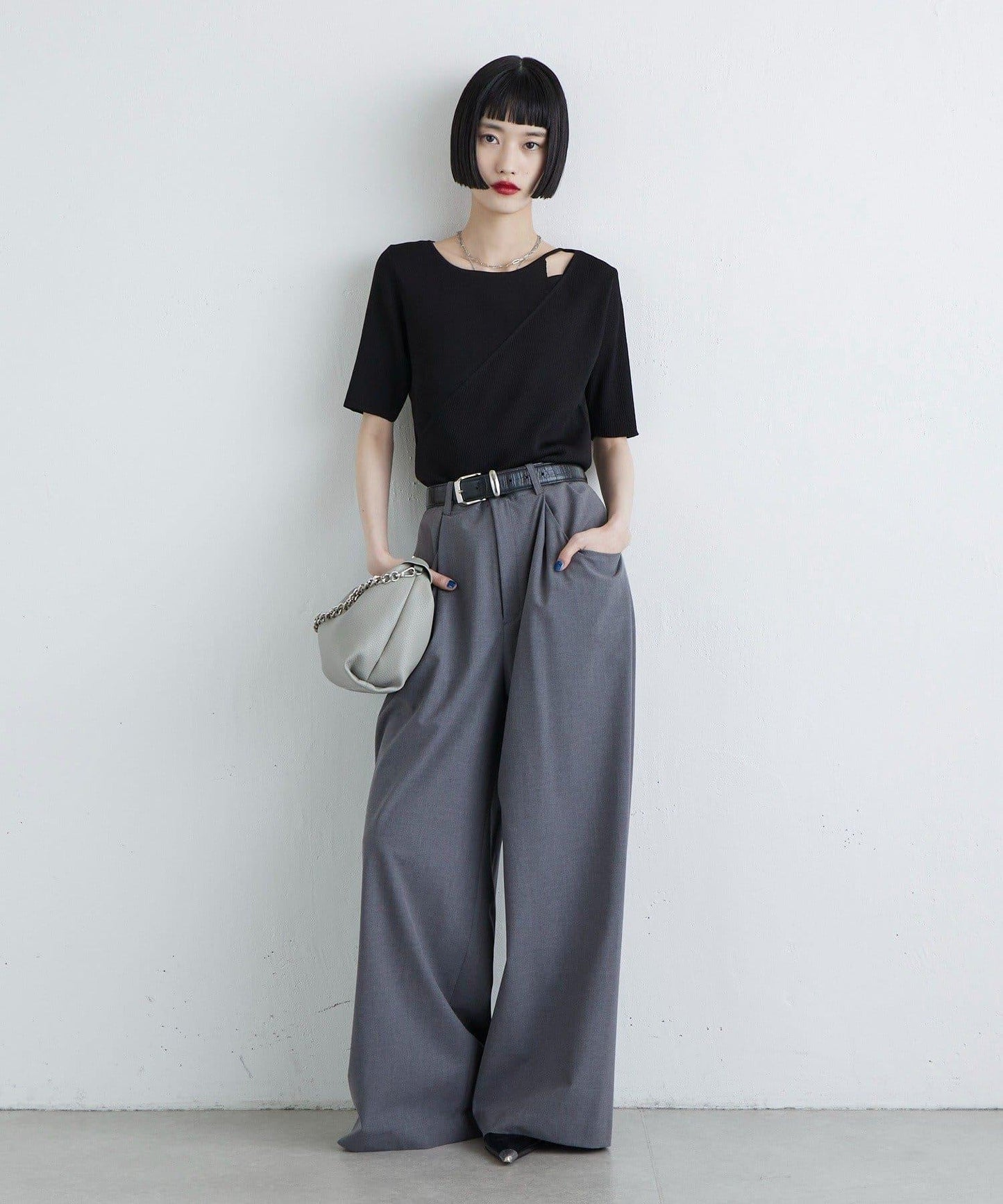 層次感短袖針織套頭衫