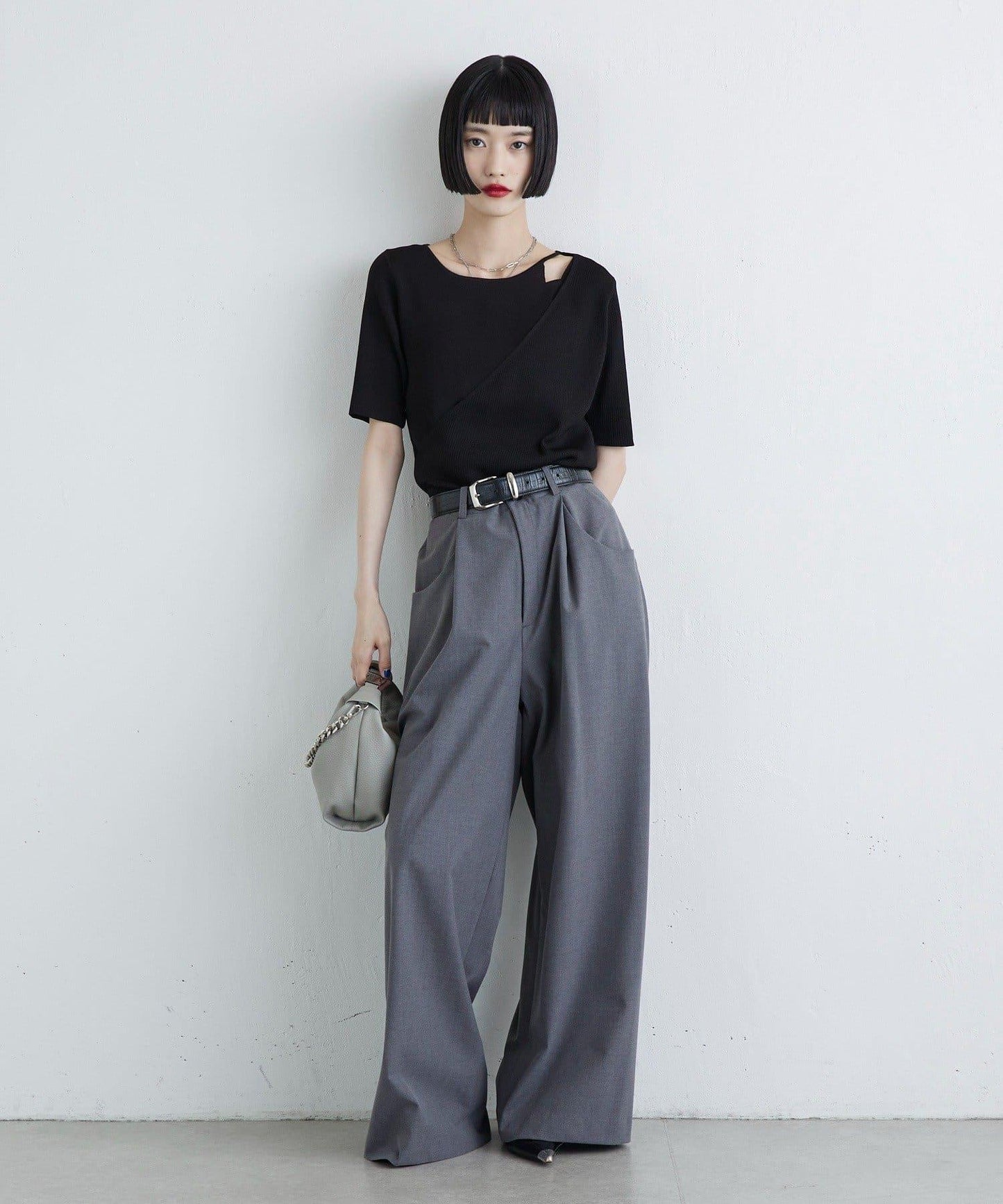 層次感短袖針織套頭衫