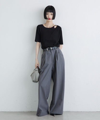 層次感短袖針織套頭衫