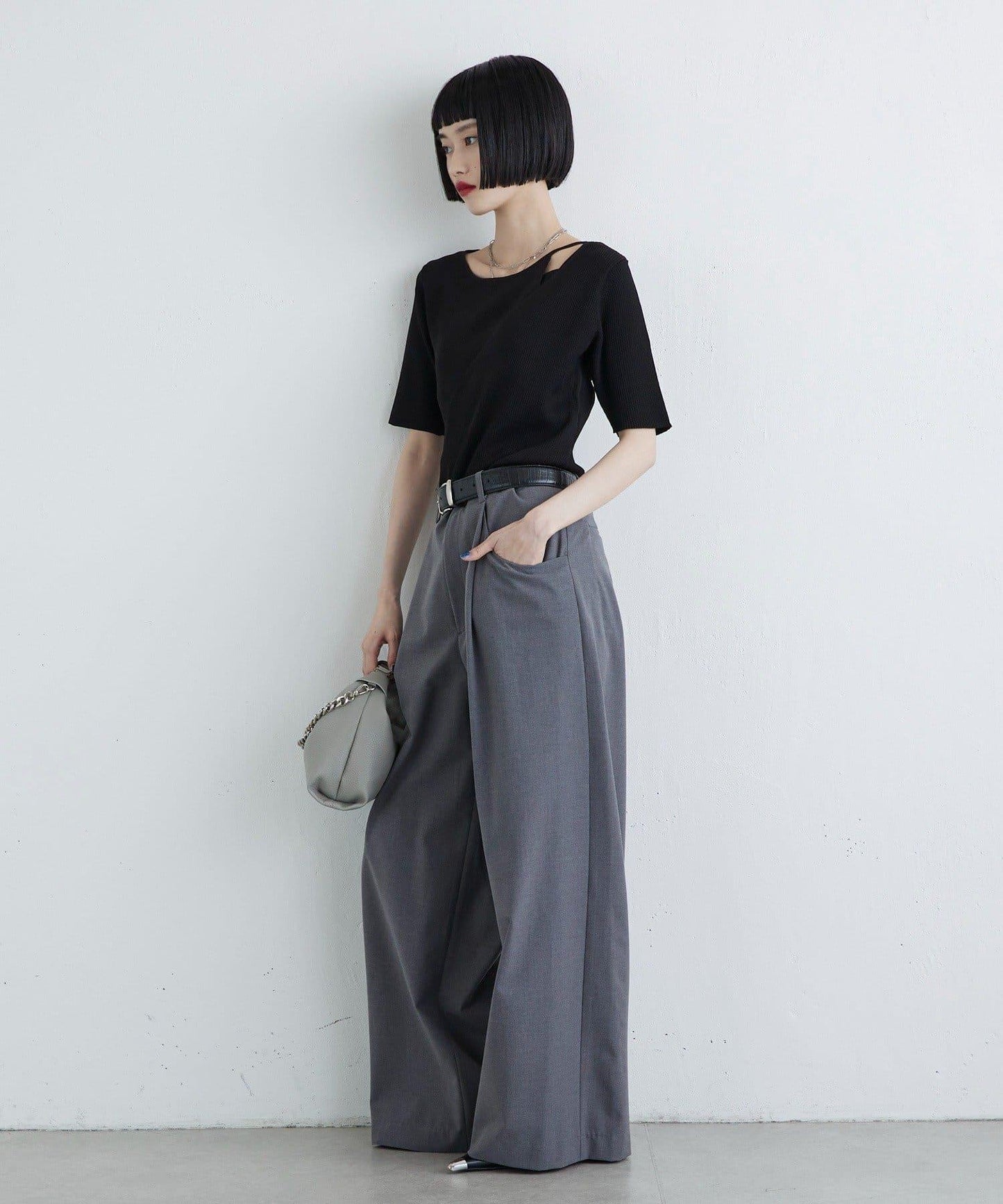 層次感短袖針織套頭衫