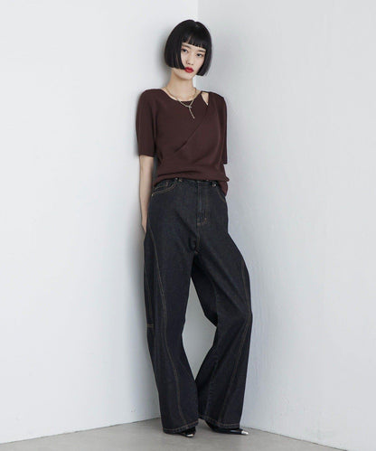 層次感短袖針織套頭衫