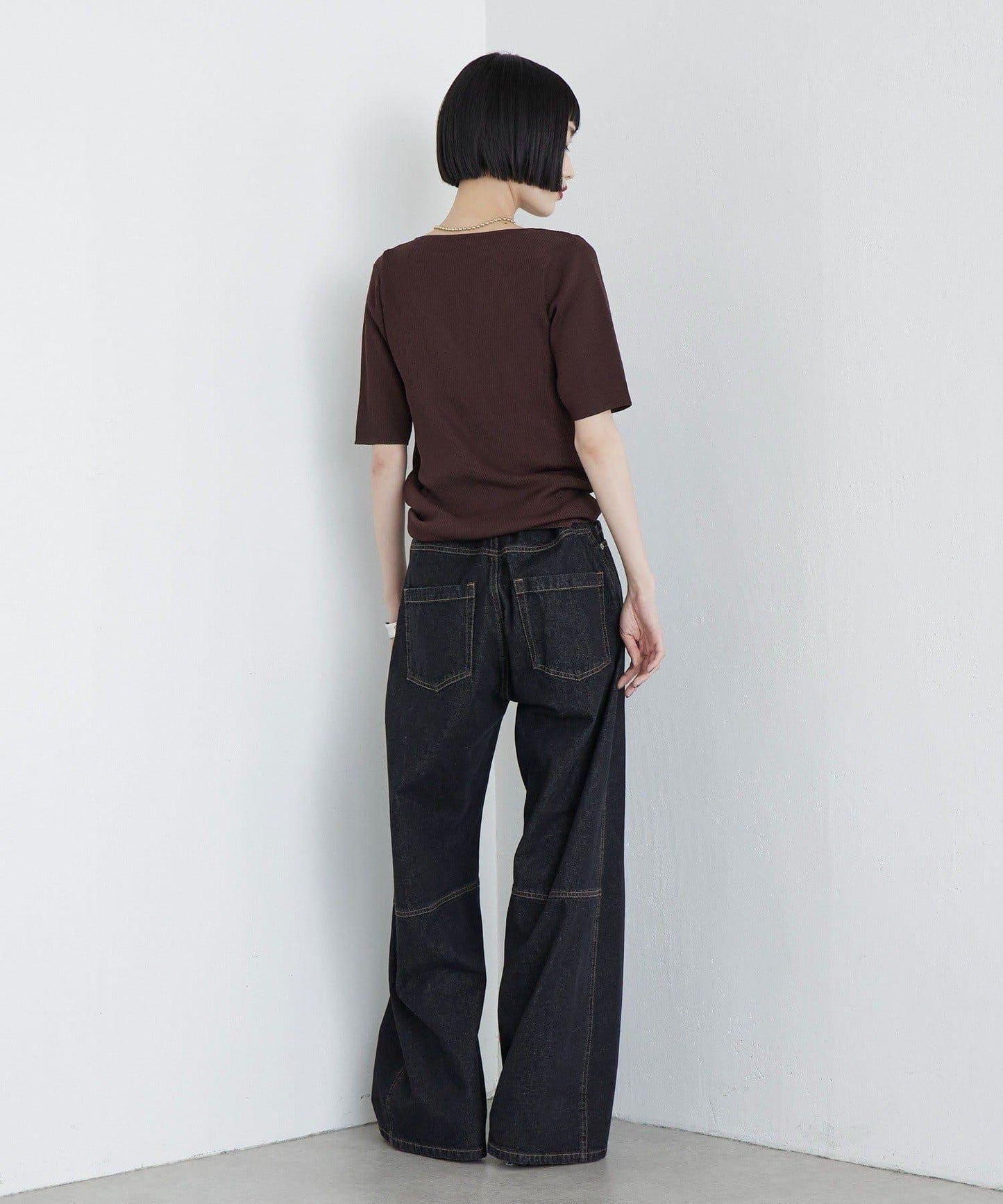 層次感短袖針織套頭衫