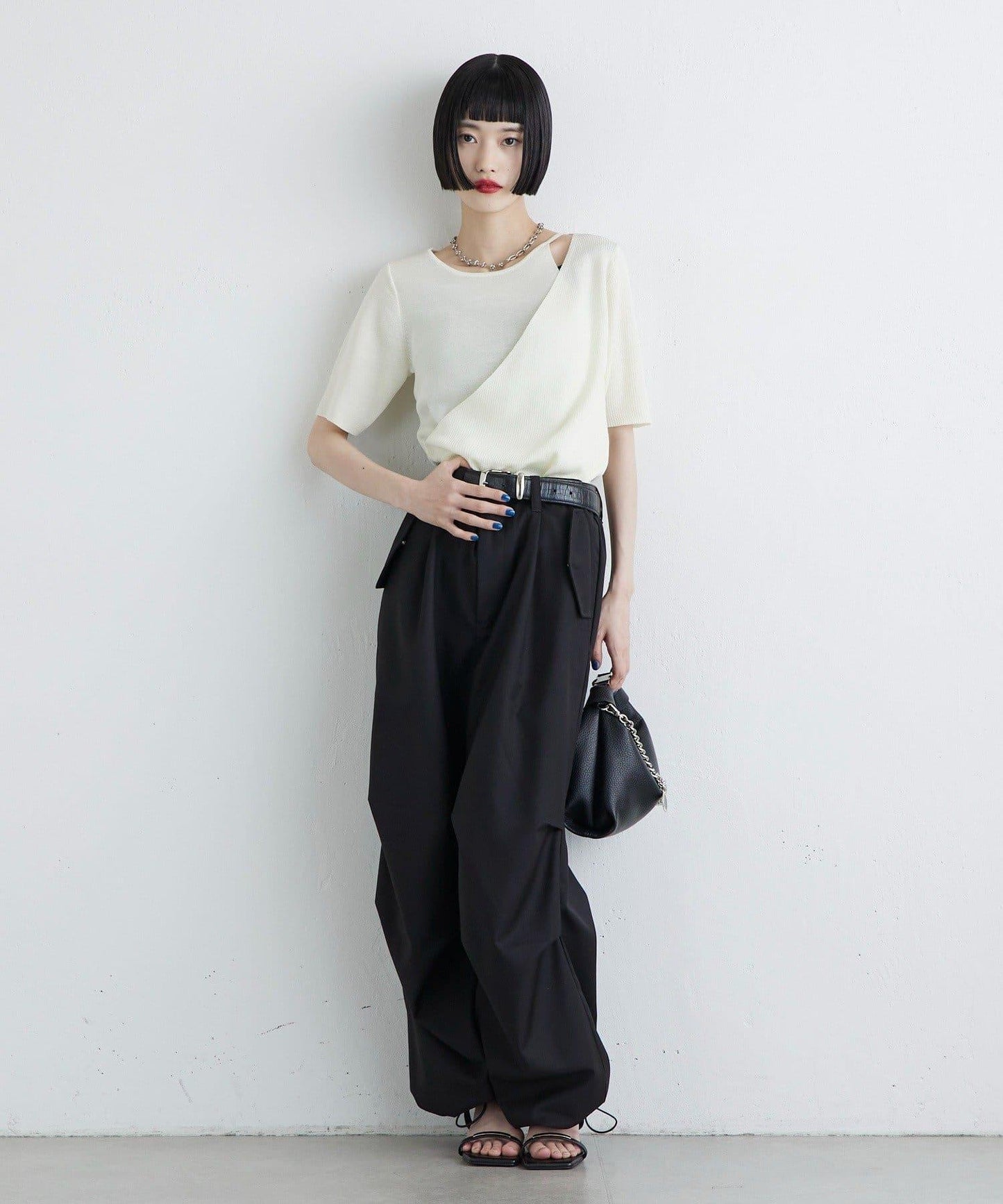 層次感短袖針織套頭衫