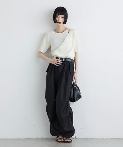 層次感短袖針織套頭衫