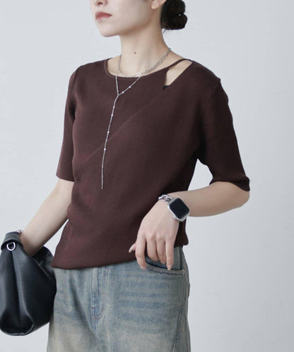 層次感短袖針織套頭衫