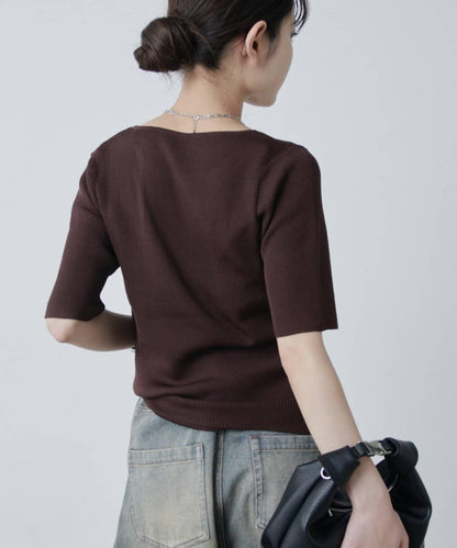 層次感短袖針織套頭衫