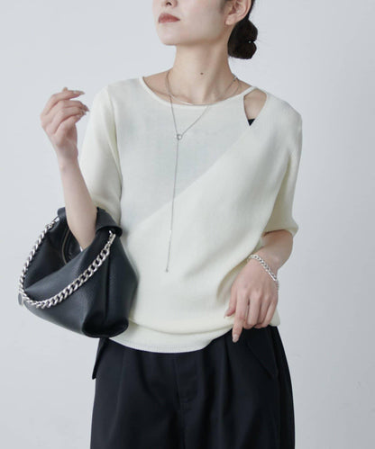 層次感短袖針織套頭衫