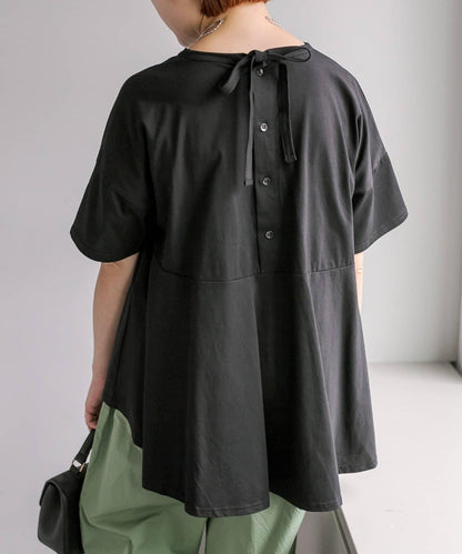 《リバイバル》 【/Du noir】 後蝴蝶結荷葉擺T恤