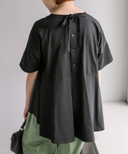 《リバイバル》 【/Du noir】 後蝴蝶結荷葉擺T恤