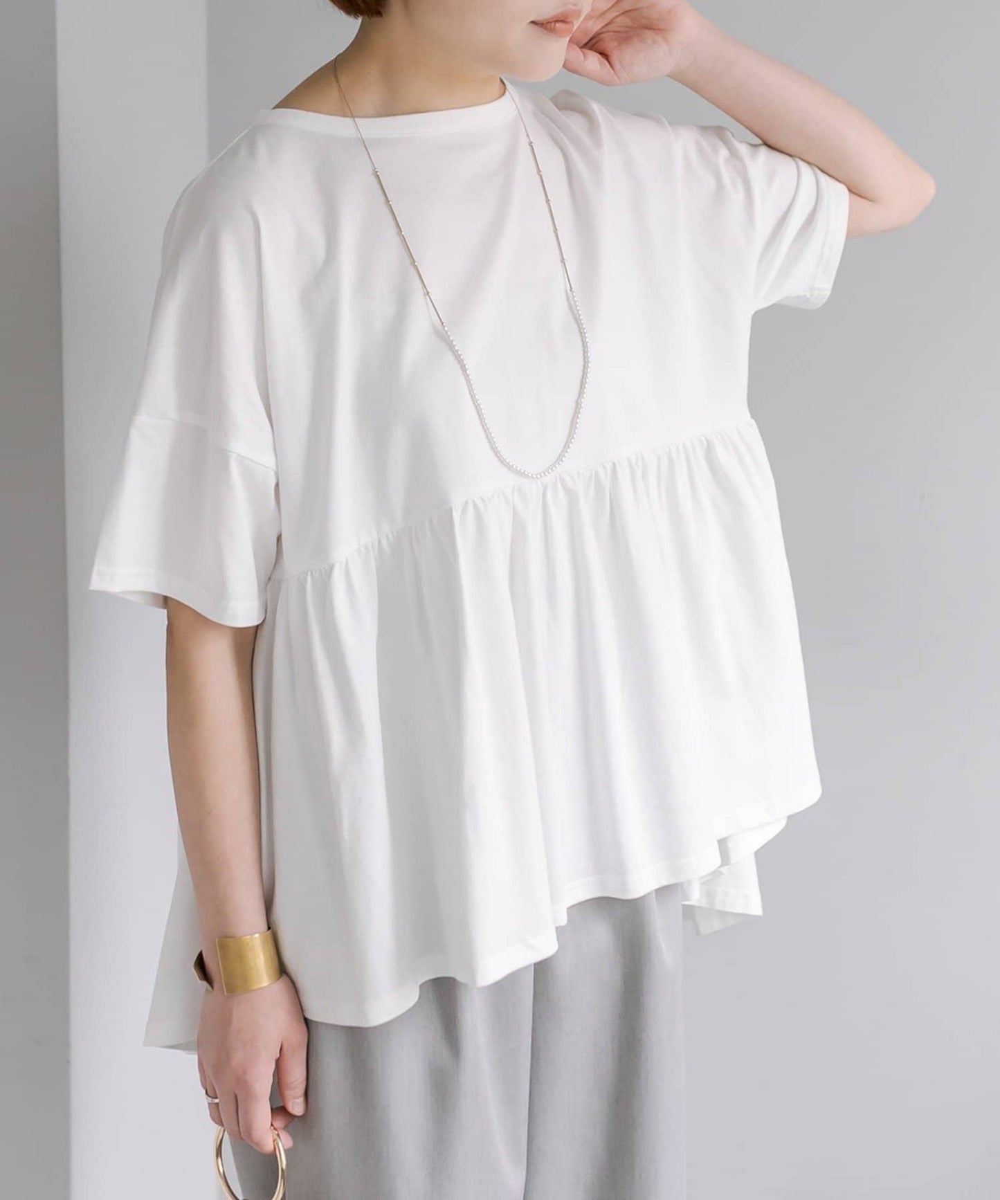 《リバイバル》 【/Du noir】 後蝴蝶結荷葉擺T恤