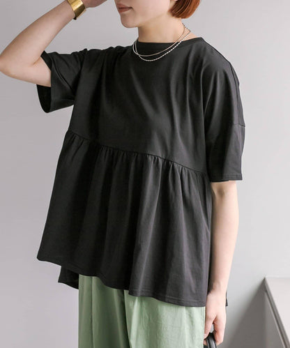 《リバイバル》 【/Du noir】 後蝴蝶結荷葉擺T恤