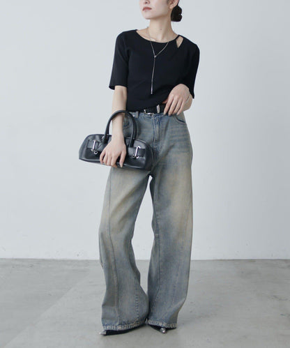 層次感短袖針織套頭衫