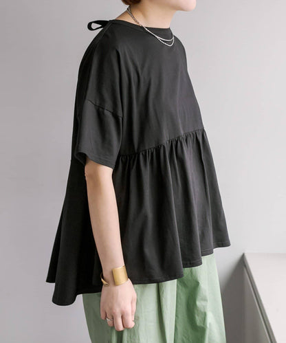 《リバイバル》 【/Du noir】 後蝴蝶結荷葉擺T恤