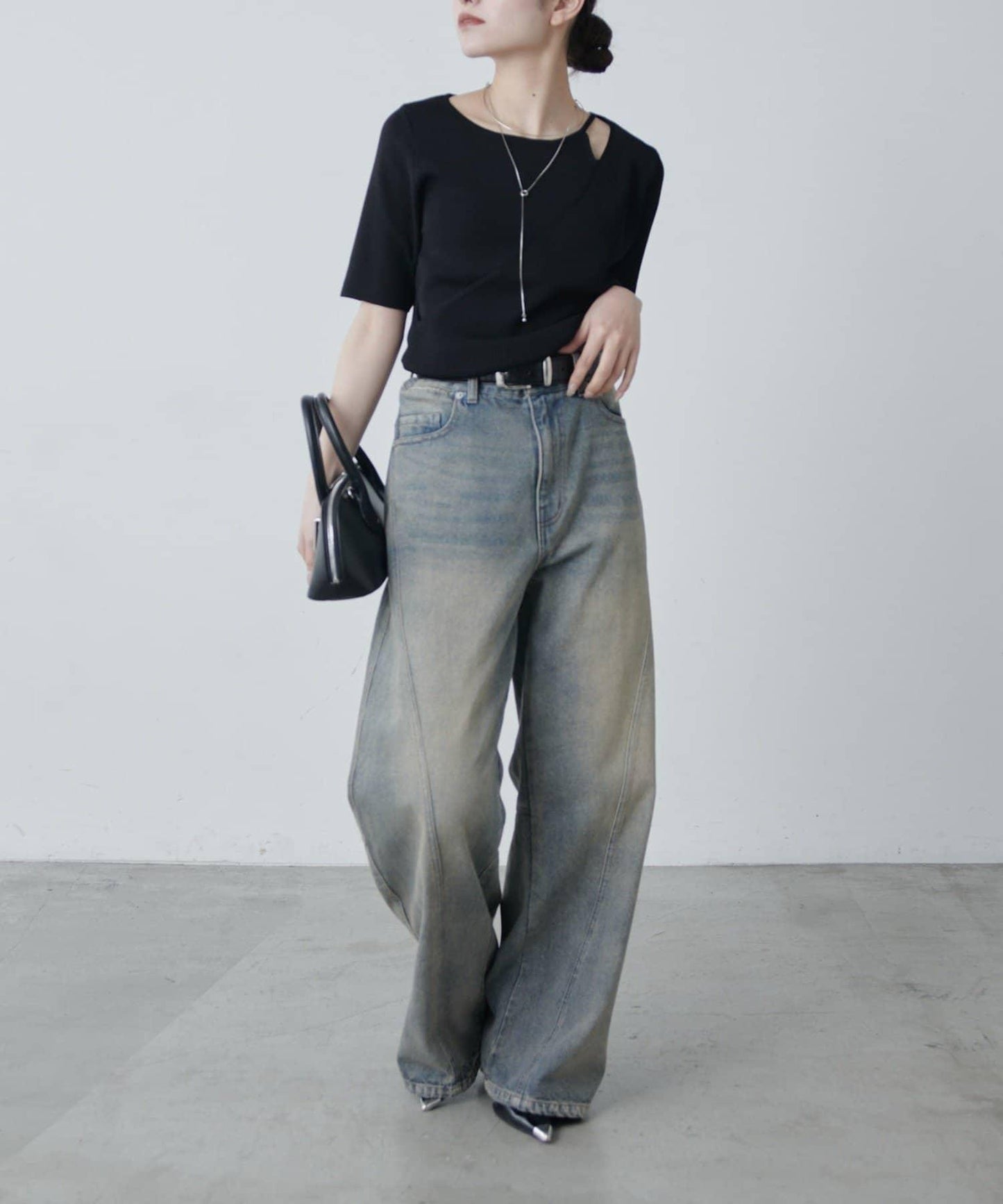 層次感短袖針織套頭衫