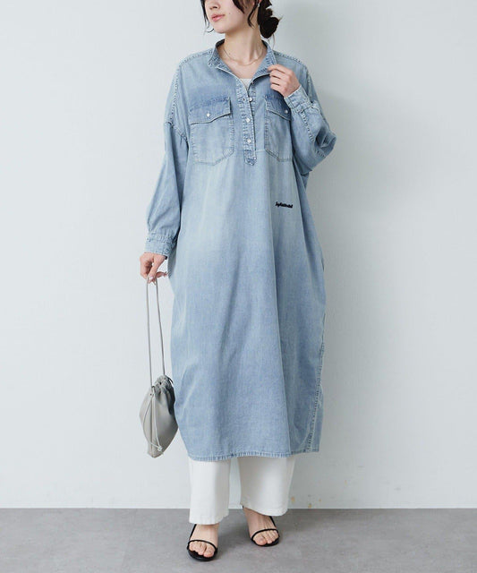 復古感 牛仔 立領 連衣裙