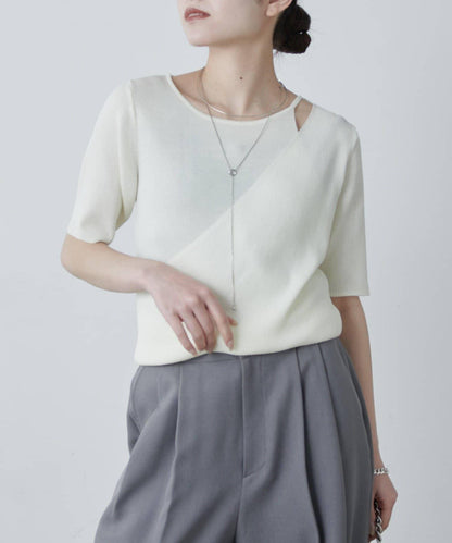 層次感短袖針織套頭衫