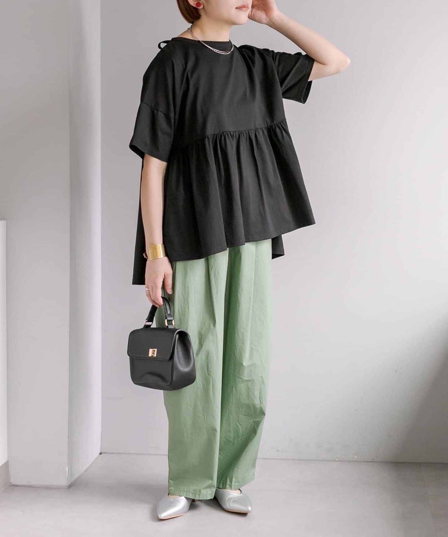 《リバイバル》 【/Du noir】 後蝴蝶結荷葉擺T恤