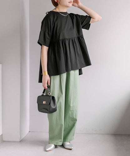 《リバイバル》 【/Du noir】 後蝴蝶結荷葉擺T恤