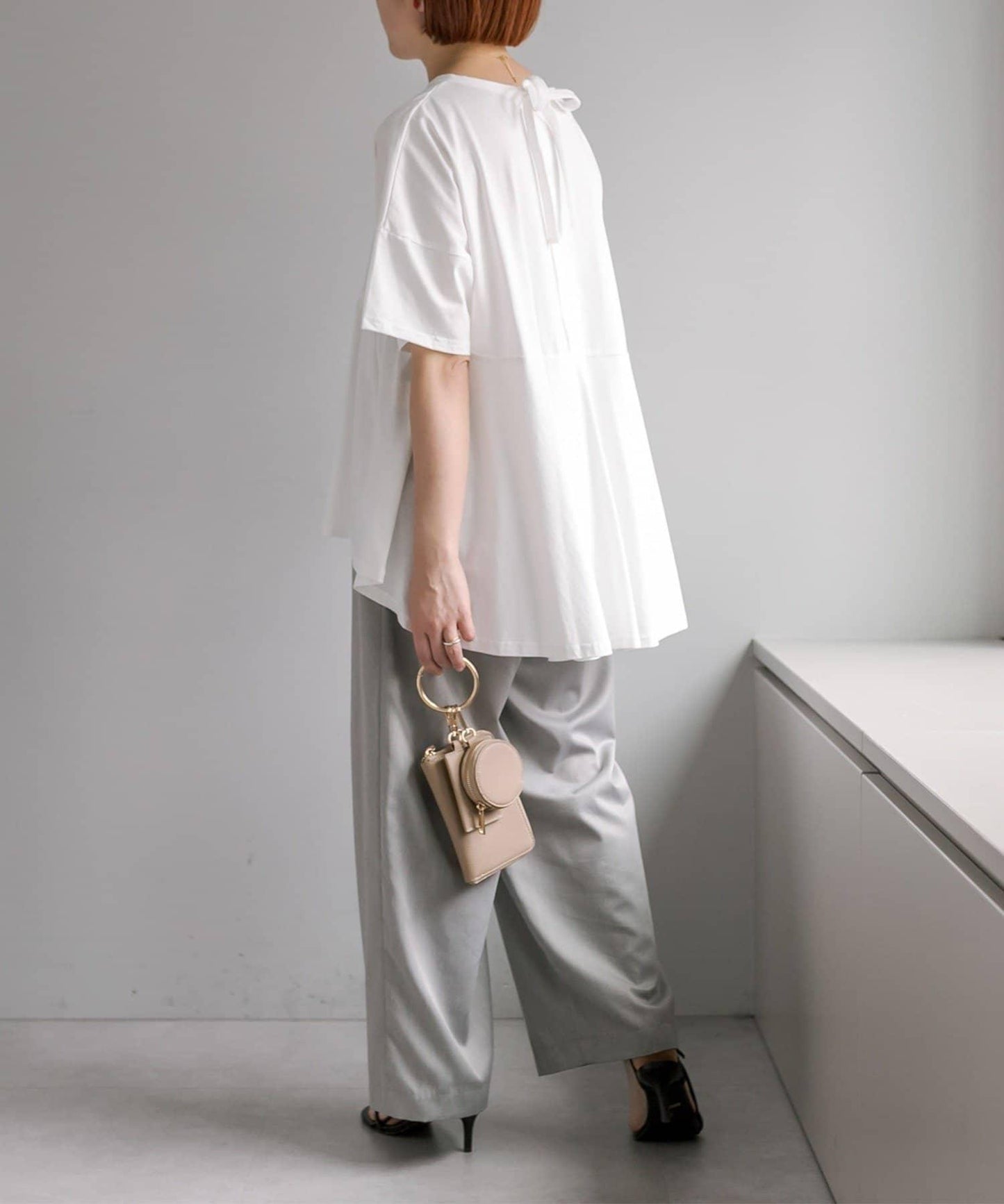 《リバイバル》 【/Du noir】 後蝴蝶結荷葉擺T恤