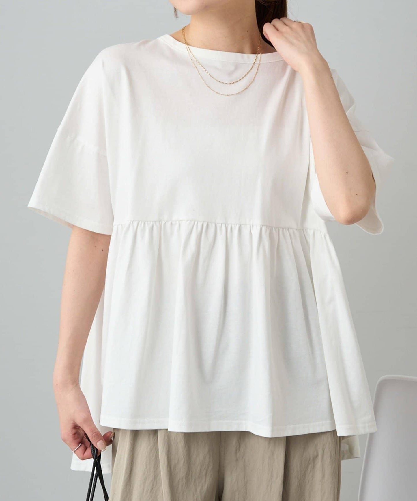 《リバイバル》 【/Du noir】 後蝴蝶結荷葉擺T恤